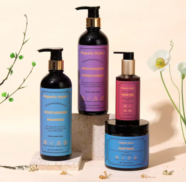 Majestic Style Vegan & Organic Moisturizing Hair Care Set 4 Pcs 16.6 fl oz+5.6 fl oz