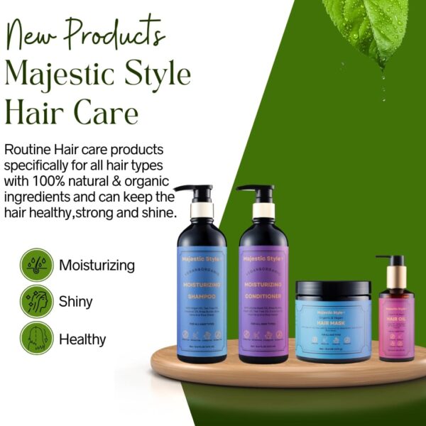 Majestic Style Vegan & Organic Moisturizing Hair Care Set 4 Pcs 16.6 fl oz+5.6 fl oz