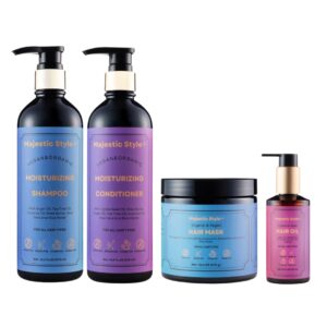 Majestic Style Vegan & Organic Moisturizing Hair Care Set 4 Pcs 16.6 fl oz+5.6 fl oz